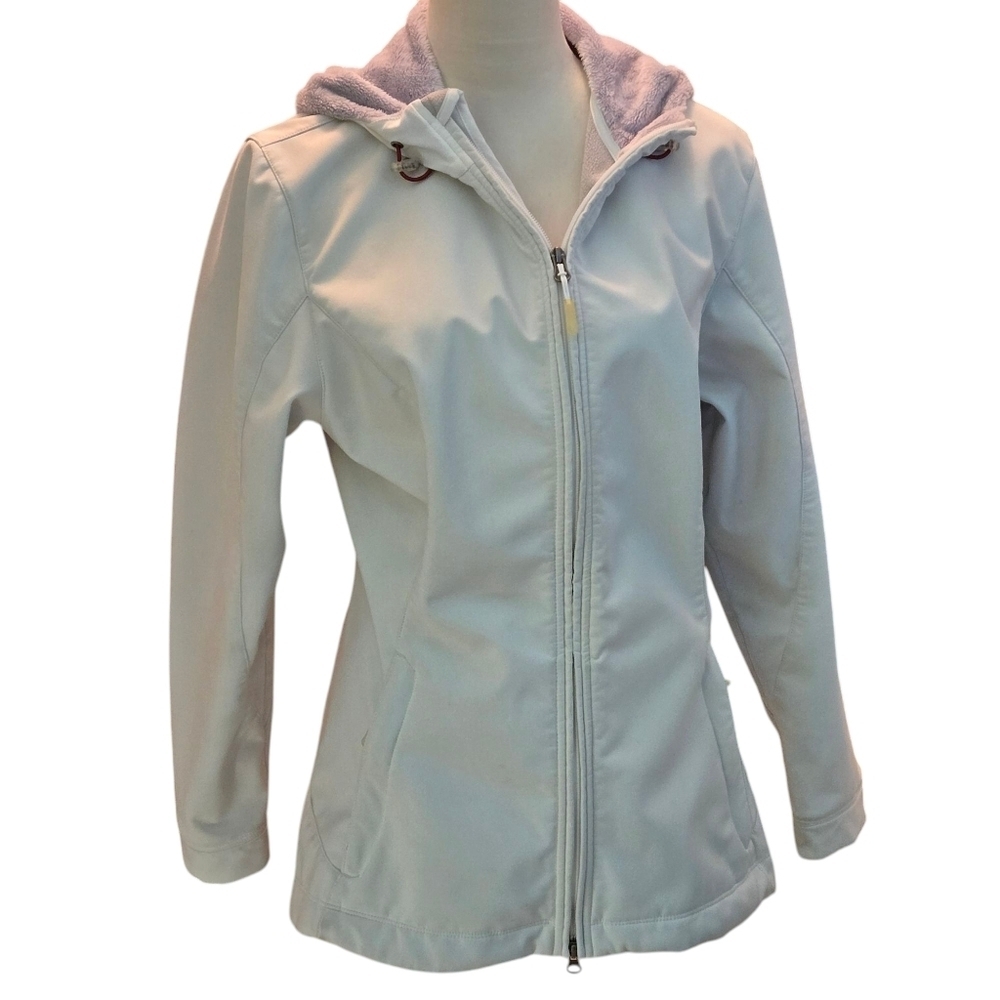 Natural Reflections Jacket Ivory Full Zip Fur-lined Drawstring Hood Women Medium